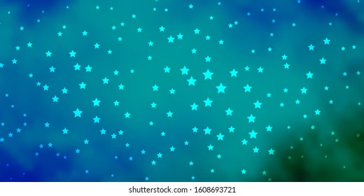 Dark Blue, Green vector texture with beautiful stars. Decorative illustration with stars on abstract template. Pattern for wrapping gifts.