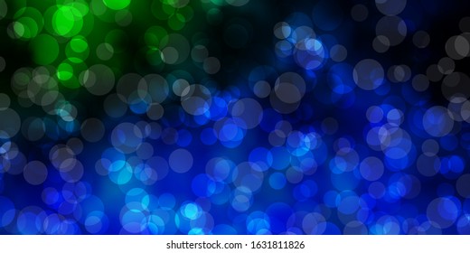 Dark Blue, Green vector texture with disks. Abstract illustration with colorful spots in nature style. Design for your commercials.