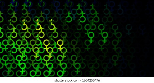 Dark Blue, Green vector texture with religion symbols. Colorful mystic symbols with a gradient in ancient style. Simple design for occult depiction.