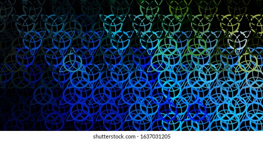 Dark Blue, Green vector texture with religion symbols. Abstract illustration with gothic gradient shapes. Simple design for occult depiction.