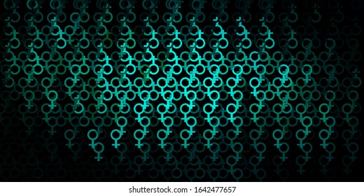 Dark Blue, Green vector texture with religion symbols. Colorful vintage illustration with gradient alchemy shapes. Simple design for occult depiction.