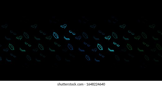 Dark Blue, Green vector texture with women's rights symbols. Abstract illustration with a depiction of women's power. Background for International Women’s Day.