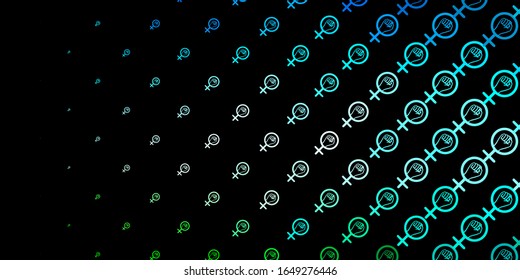 Dark Blue, Green vector texture with women's rights symbols. Colorful feminism symbols with a gradient in modern style. Best design to show the power of women.