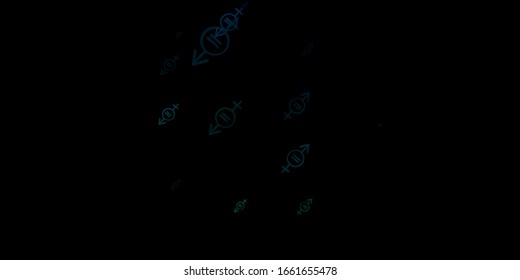 Dark Blue, Green vector texture with women's rights symbols. Colorful feminism symbols with a gradient in modern style. Simple design for your web site.
