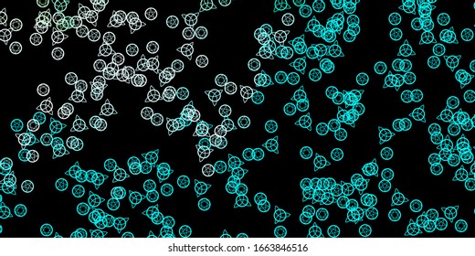 Dark Blue, Green vector texture with religion symbols. Retro design in abstract style with witchcraft forms. Design for magic, spiritual events.