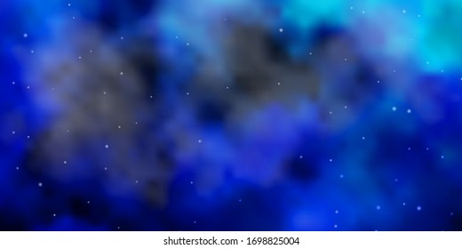 Dark Blue, Green vector texture with beautiful stars. Shining colorful illustration with small and big stars. Pattern for new year ad, booklets.