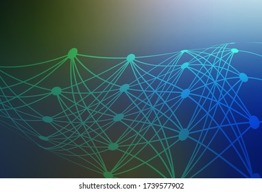 Azul oscuro, textura vectorial verde con concepto de inteligencia artificial. Diseño colorido de estilo sencillo con enlaces de IA. Diseño para la representación de las innovaciones cibernéticas.