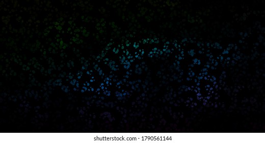 Dark blue, green vector texture with memphis shapes. Illustration with colorful shapes in abstract style. Background for cell phones.
