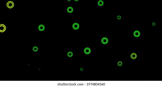 Dark blue, green vector texture with disease symbols. Simple design in abstract style with infection forms. Wallpaper for health protection.