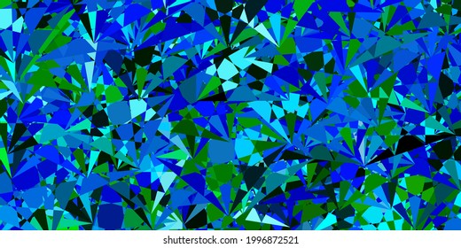 Azul oscuro, textura vectorial verde con triángulos aleatorios. Ilustración de material web con triángulos abstractos coloridos. Iniciar diseño para el insperarión.
