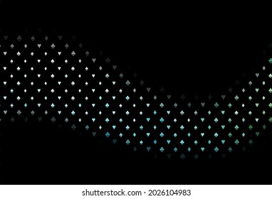 Dark blue, green vector texture with playing cards. Glitter abstract sketch with isolated symbols of playing cards. Design for ad, poster, banner of gambling websites.