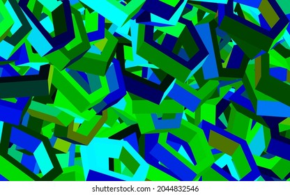Dark Blue, Green vector texture with colorful hexagons. Colorful hexagons on blur backdrop. Pattern for landing pages.