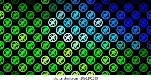 Dark Blue, Green vector texture with disease symbols. Abstract illustration with biological gradient shapes. Design for biohazard warning.