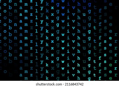 Dark blue, green vector texture with ABC characters. Colored alphabet signs with gradient on white background. Best design for your ad, poster, banner of college.