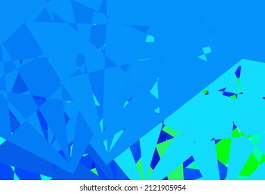 Azul oscuro, textura vectorial verde con triángulos aleatorios. Ilustración con formas triangulares coloridas abstractas. Patrón para promociones.