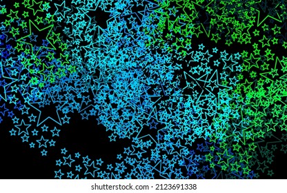 Dark Blue, Green vector texture with beautiful stars. Blurred decorative design in simple style with stars. Smart design for your business advert.