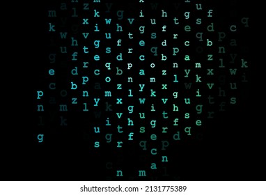 Dark blue, green vector texture with ABC characters. Modern geometrical illustration with ABC english symbols. The pattern can be used for ad, booklets, leaflets of education.