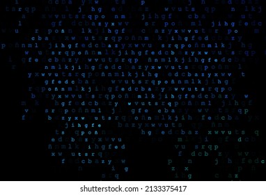 Dark blue, green vector texture with ABC characters. Shining illustration with ABC symbols on abstract template. The pattern can be used as ads, poster, banner for books.