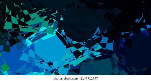Azul oscuro, textura vectorial verde con triángulos aleatorios. Ilustración de material web con triángulos abstractos coloridos. Una adición fácil a sus comerciales.