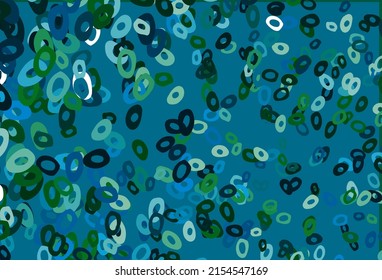 Dark Blue, Green vector texture with disks. Blurred bubbles on abstract background with colorful gradient. Pattern for ads, leaflets.