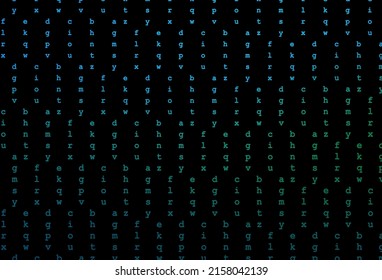 Dark blue, green vector texture with ABC characters. Shining illustration with ABC symbols on abstract template. The pattern can be used for ad, booklets, leaflets of education.