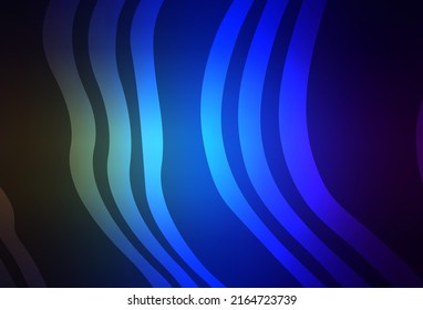Azul oscuro, textura vectorial verde con líneas curvas. Ilustración abstracta de gradiente moderno con líneas de banda. Diseño abstracto para su sitio web.