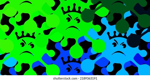 Dark blue, green vector texture with disease symbols. Colorful  gradient illness symbols in simple abstract style. Best design for quarantine events.