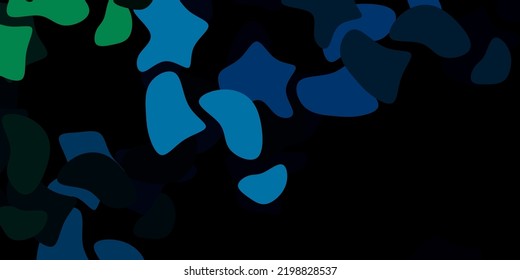 Dark blue, green vector texture with memphis shapes. Illustration with colorful shapes in abstract style. Modern design for your ads.