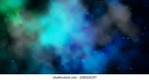 Dark Blue, Green vector texture with beautiful stars. Shining colorful illustration with small and big stars. Theme for cell phones.