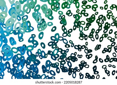 Azul oscuro, textura vectorial verde con discos. Burbujas borrosas sobre fondo abstracto con gradiente colorido. Patrón de anuncios, folletos.