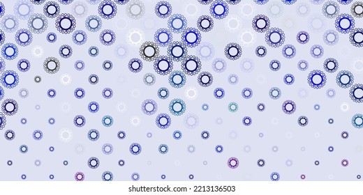 Dark blue, green vector texture with disease symbols. Abstract illustration with biological gradient shapes. Design for biohazard warning.