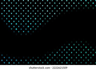 Dark blue, green vector texture with playing cards. Colored illustration with hearts, spades, clubs, diamonds. Pattern for leaflets of poker games, events.