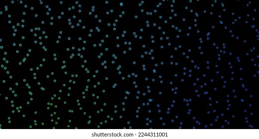 Dark Blue, Green vector texture with beautiful stars. Blur decorative design in simple style with stars. Best design for your ad, poster, banner.