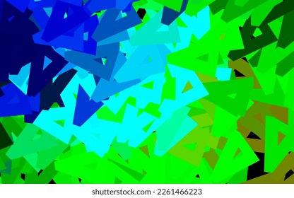 Dunkelblau, grüne Vektorstruktur mit Dreiecksstil. Abstrakte Glitter-Illustration mit dreieckigen Formen. Hintergrund für ein Handy.