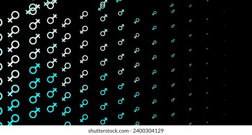 Dark Blue, Green vector texture with women's rights symbols. Colorful feminism symbols with a gradient in modern style. Simple design for your web site.