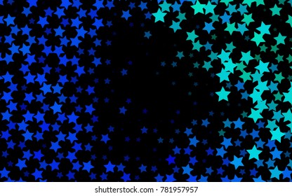 Dark Blue, Green vector texture with beautiful stars. Modern geometrical abstract illustration with stars. The pattern can be used for new year ad, booklets.