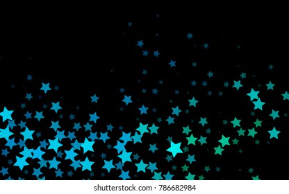 Dark Blue, Green vector texture with beautiful stars. Blurred decorative design in simple style with stars. Best design for your ad, poster, banner.