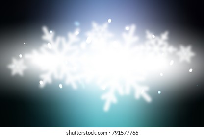 Dark Blue, Green vector texture with colored snowflakes. Decorative shining illustration with snow on abstract template. The pattern can be used for new year leaflets.