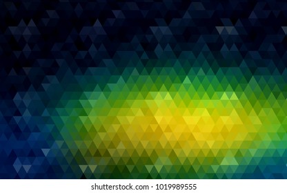 Dark Blue, Green vector triangle mosaic template. A vague abstract illustration with gradient. A completely new template for your business design.