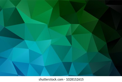 Dark Blue, Green vector triangle mosaic template. Shining illustration, which consist of triangles. A new texture for your design.