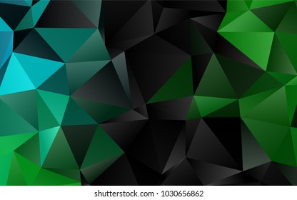 Dark Blue, Green vector triangle mosaic pattern. A vague abstract illustration with gradient. The best triangular design for your business.