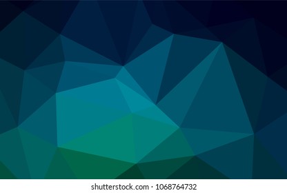 Dark Blue, Green vector triangle mosaic cover. Creative geometric illustration in Origami style with gradient. The polygonal design can be used for your web site.