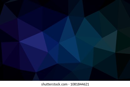 Dark Blue, Green vector triangle mosaic texture. Triangular geometric sample with gradient.  Completely new template for your banner.