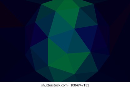 Dark Blue, Green vector triangle mosaic cover. Polygonal abstract illustration with gradient. Textured pattern for your backgrounds.
