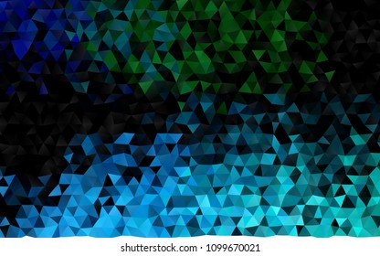 Dark Blue, Green vector triangle mosaic background. An elegant bright illustration with gradient. A new texture for your design.