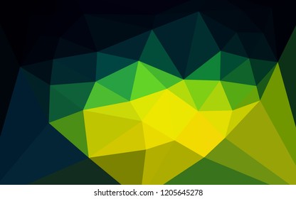 Dark Blue, Green vector triangle mosaic texture with a heart in a centre. Colorful abstract illustration with triangles. Triangular pattern for your design.
