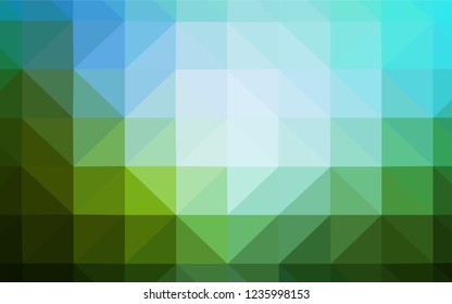 Dark Blue, Green vector triangle mosaic template. Elegant bright polygonal illustration with gradient. Brand new style for your business design.