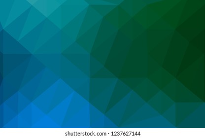 Dark Blue, Green vector triangle mosaic template. Colorful illustration in Origami style with gradient.  Textured pattern for background.