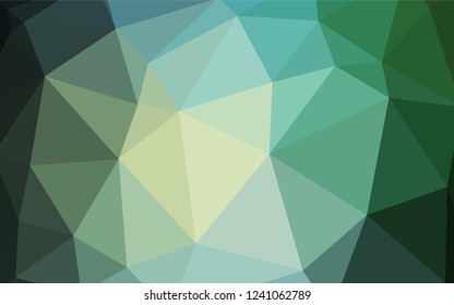 Dark Blue, Green vector triangle mosaic template. Polygonal abstract illustration with gradient. Triangular pattern for your design.