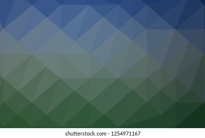 Dark Blue, Green vector triangle mosaic cover. An elegant bright illustration with gradient. Textured pattern for background.